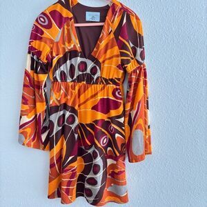 Judith March Boho/Retro Sweater Dress with Bell Sleeves Size Small